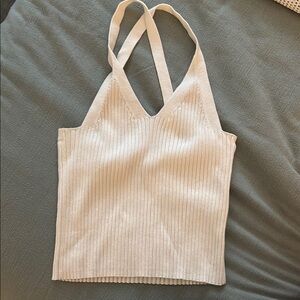 Cream Ribbed Women's Top